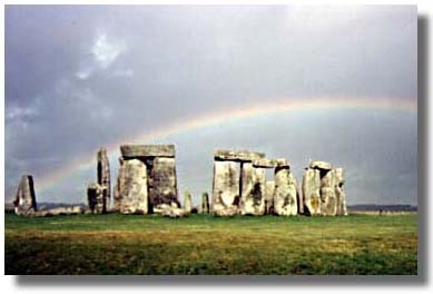 An Awakening Moment: Stonehenge with Rainbow